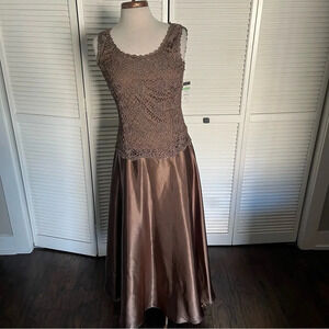 Cachet long formal dress wedding guest metallic brown bronze sleeveless 8